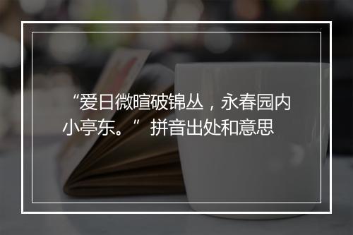 “爱日微暄破锦丛，永春园内小亭东。”拼音出处和意思