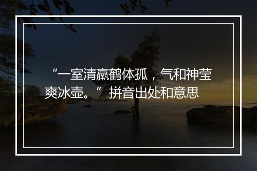 “一室清羸鹤体孤，气和神莹爽冰壶。”拼音出处和意思