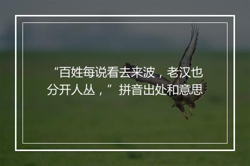 “百姓每说看去来波，老汉也分开人丛，”拼音出处和意思