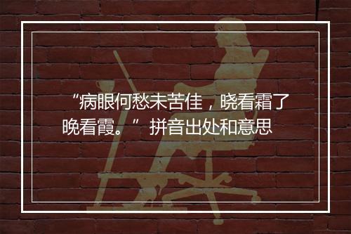 “病眼何愁未苦佳，晓看霜了晚看霞。”拼音出处和意思