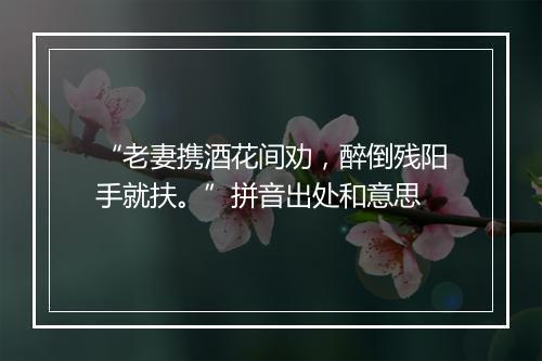 “老妻携酒花间劝，醉倒残阳手就扶。”拼音出处和意思