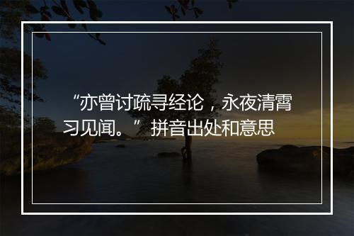 “亦曾讨疏寻经论，永夜清霄习见闻。”拼音出处和意思