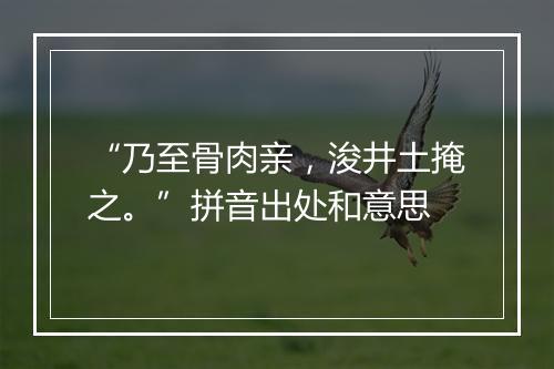 “乃至骨肉亲，浚井土掩之。”拼音出处和意思