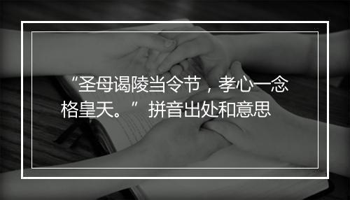 “圣母谒陵当令节，孝心一念格皇天。”拼音出处和意思