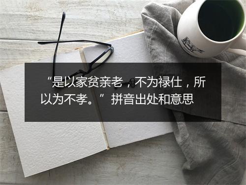 “是以家贫亲老，不为禄仕，所以为不孝。”拼音出处和意思