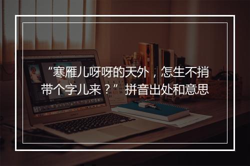 “寒雁儿呀呀的天外，怎生不捎带个字儿来？”拼音出处和意思