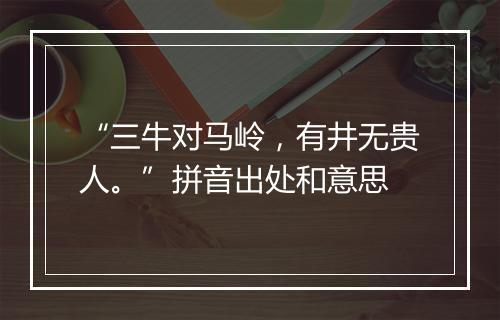 “三牛对马岭，有井无贵人。”拼音出处和意思