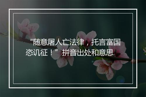 “随意屠人亡法律，托言富国恣讥征！”拼音出处和意思