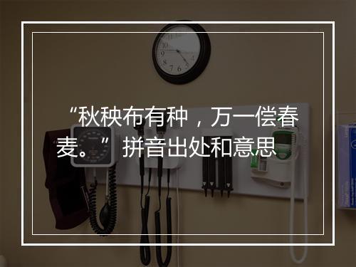 “秋秧布有种，万一偿春麦。”拼音出处和意思