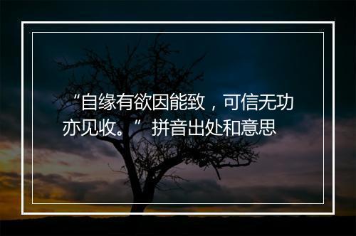 “自缘有欲因能致，可信无功亦见收。”拼音出处和意思