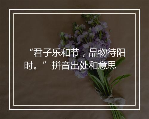 “君子乐和节，品物待阳时。”拼音出处和意思