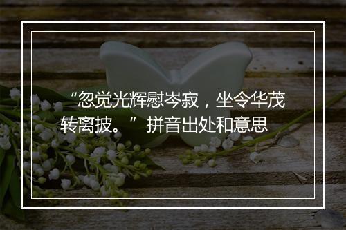 “忽觉光辉慰岑寂，坐令华茂转离披。”拼音出处和意思