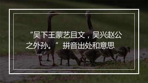 “吴下王蒙艺且文，吴兴赵公之外孙。”拼音出处和意思