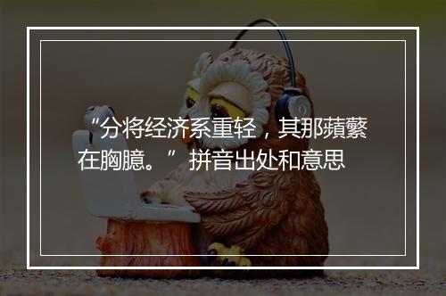 “分将经济系重轻，其那蘋蘩在胸臆。”拼音出处和意思