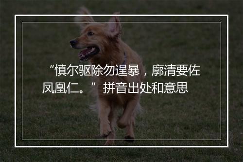 “慎尔驱除勿逞暴，廓清要佐凤凰仁。”拼音出处和意思