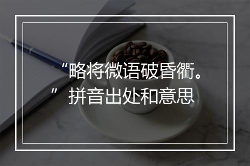 “略将微语破昏衢。”拼音出处和意思