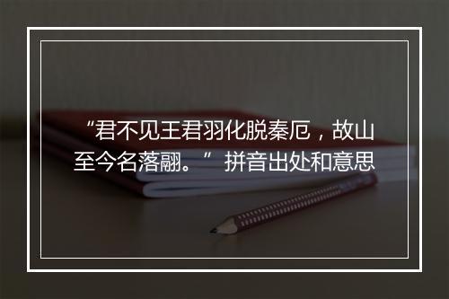 “君不见王君羽化脱秦厄，故山至今名落翮。”拼音出处和意思