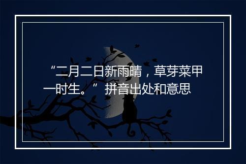 “二月二日新雨晴，草芽菜甲一时生。”拼音出处和意思