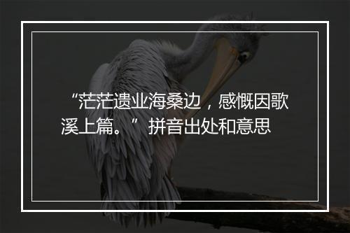 “茫茫遗业海桑边，感慨因歌溪上篇。”拼音出处和意思