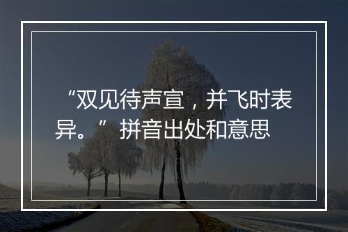 “双见待声宣，并飞时表异。”拼音出处和意思