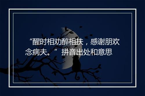 “醒时相劝醉相扶，感谢朋欢念病夫。”拼音出处和意思