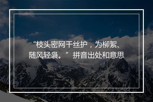 “枝头密网千丝护，为柳絮、随风轻袅。”拼音出处和意思