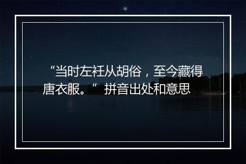 “当时左衽从胡俗，至今藏得唐衣服。”拼音出处和意思