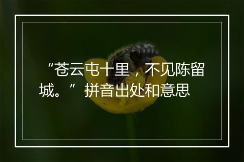 “苍云屯十里，不见陈留城。”拼音出处和意思