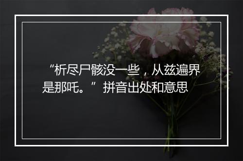 “析尽尸骸没一些，从兹遍界是那吒。”拼音出处和意思