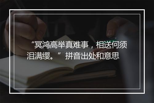 “冥鸿高举真难事，相送何须泪满缨。”拼音出处和意思