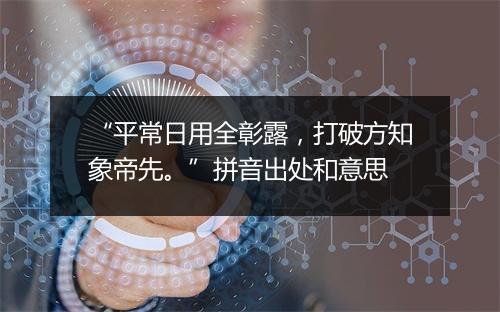 “平常日用全彰露，打破方知象帝先。”拼音出处和意思