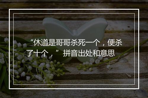 “休道是哥哥杀死一个，便杀了十个，”拼音出处和意思