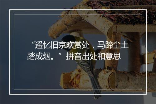 “遥忆旧京欢赏处，马蹄尘土踏成烟。”拼音出处和意思