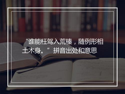 “谁能枉驾入荒榛，随例形相土木身。”拼音出处和意思