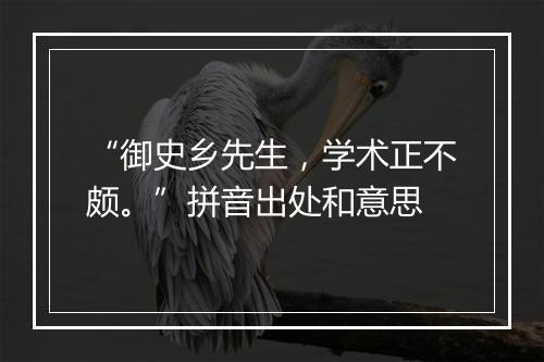 “御史乡先生，学术正不颇。”拼音出处和意思