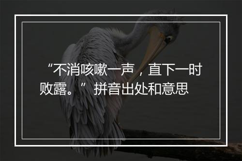 “不消咳嗽一声，直下一时败露。”拼音出处和意思