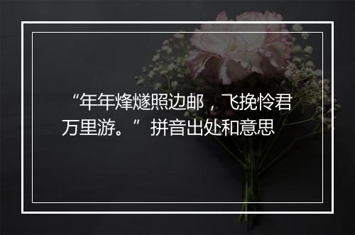 “年年烽燧照边邮，飞挽怜君万里游。”拼音出处和意思