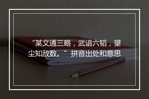 “某文通三略，武谙六韬，望尘知敌数。”拼音出处和意思