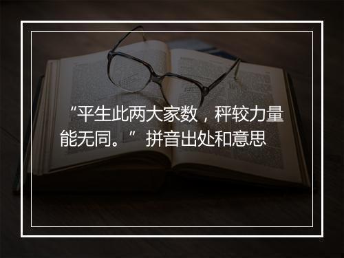 “平生此两大家数，秤较力量能无同。”拼音出处和意思