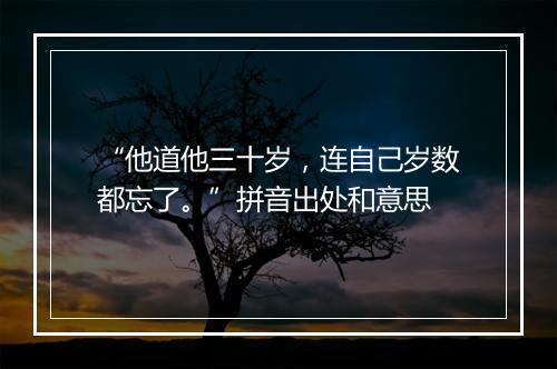 “他道他三十岁，连自己岁数都忘了。”拼音出处和意思