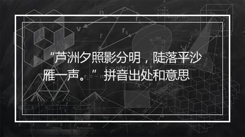 “芦洲夕照影分明，陡落平沙雁一声。”拼音出处和意思