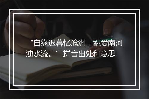 “自缘迟暮忆沧洲，翻爱南河浊水流。”拼音出处和意思