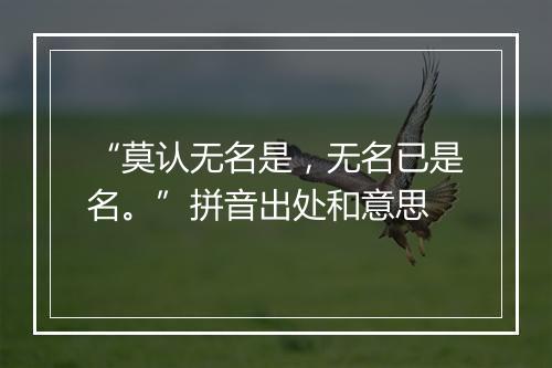 “莫认无名是，无名已是名。”拼音出处和意思