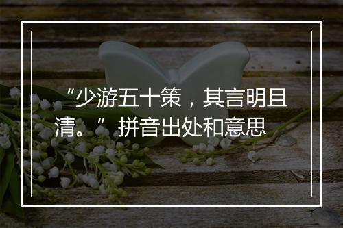 “少游五十策，其言明且清。”拼音出处和意思