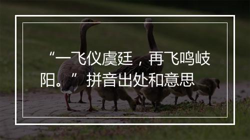 “一飞仪虞廷，再飞鸣岐阳。”拼音出处和意思