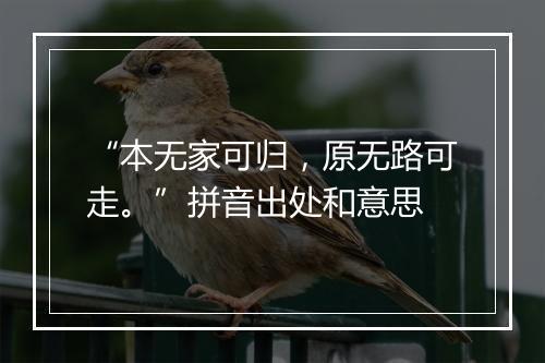 “本无家可归，原无路可走。”拼音出处和意思