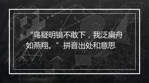 “鸟疑明镜不敢下，我泛扁舟如燕翔。”拼音出处和意思