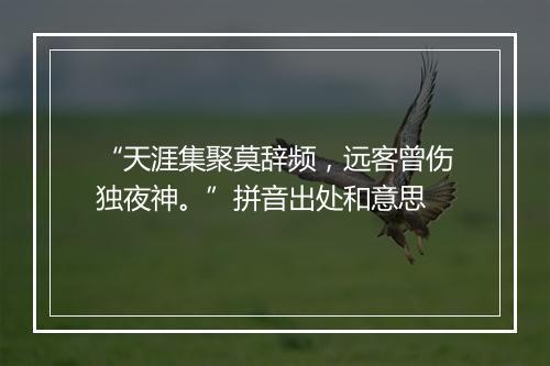 “天涯集聚莫辞频，远客曾伤独夜神。”拼音出处和意思