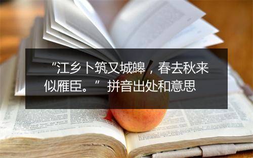 “江乡卜筑又城皞，春去秋来似雁臣。”拼音出处和意思