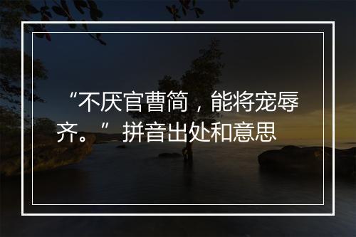 “不厌官曹简，能将宠辱齐。”拼音出处和意思